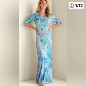 Soft Surroundings Vibrant Blue and Green Maxi Dress